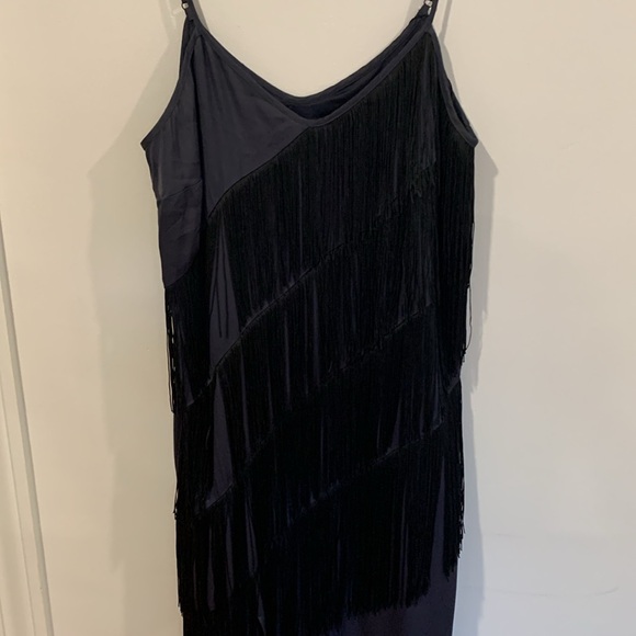 NIC + ZOE Navy Blue Fringe Midi Dress - Size 12 - Picture 5 of 10